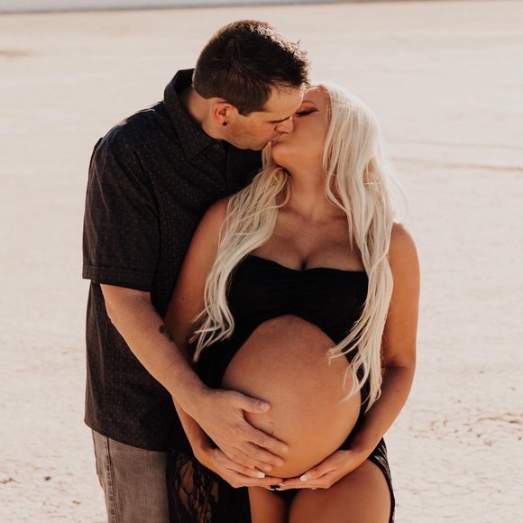 Maternity Off Shoulder Lace Maxi Photography Dress for photo shoot M - Picture 2 of 4